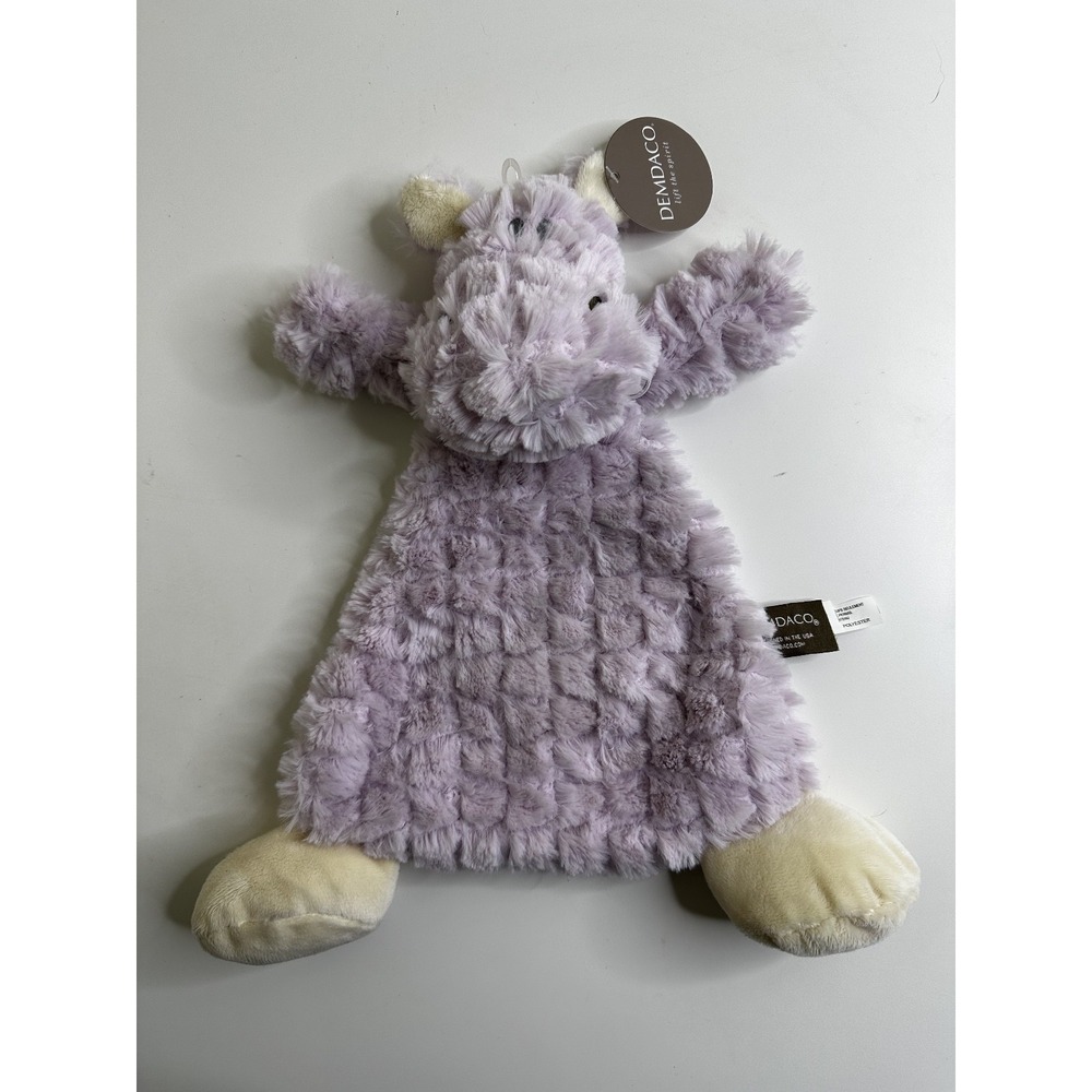 New Demdaco Hippo baby Security blanket purple Lovey Hippopotamus